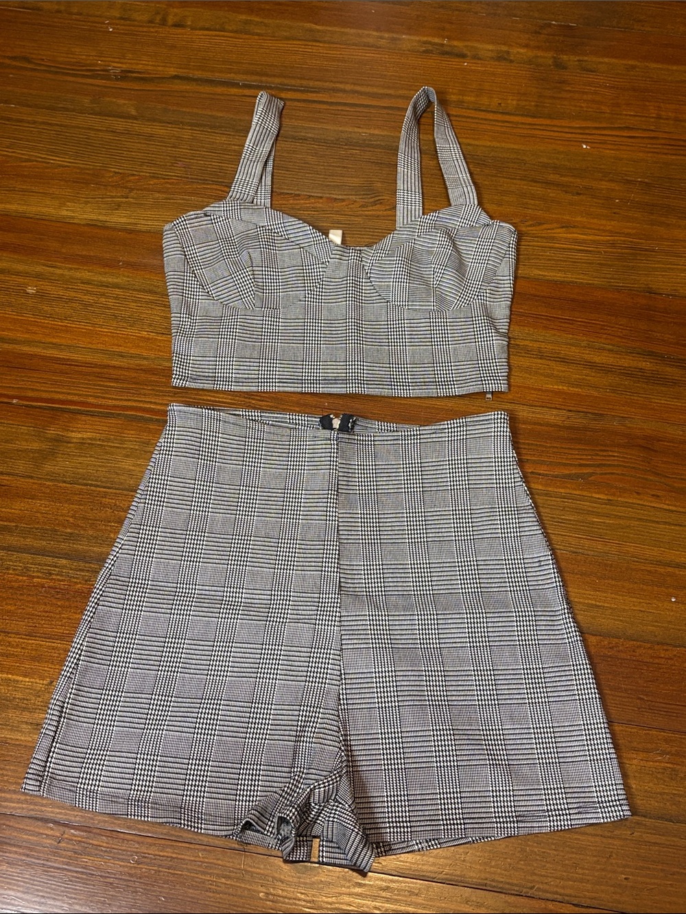 High-Waist Plaid Women’s Shorts - Gray